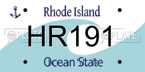 HR191 Rhode Island License Plate