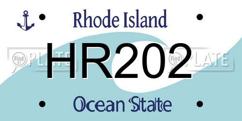 HR202 Rhode Island License Plate