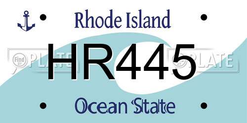 HR445 Rhode Island License Plate