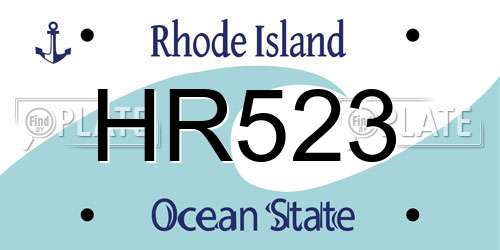 HR523 Rhode Island License Plate