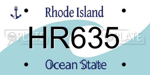 HR635 Rhode Island License Plate