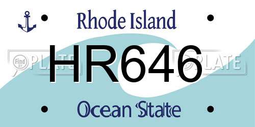 HR646 Rhode Island License Plate