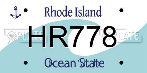 HR778 Rhode Island License Plate