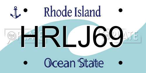 HRLJ69 Rhode Island License Plate