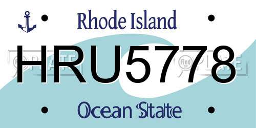 HRU5778 Rhode Island License Plate