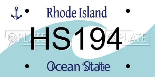 HS194 Rhode Island License Plate