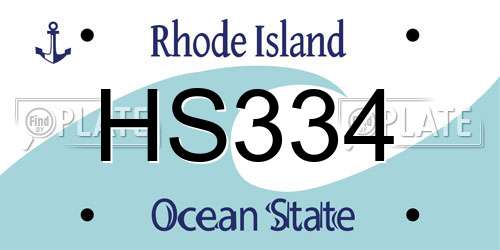HS334 Rhode Island License Plate