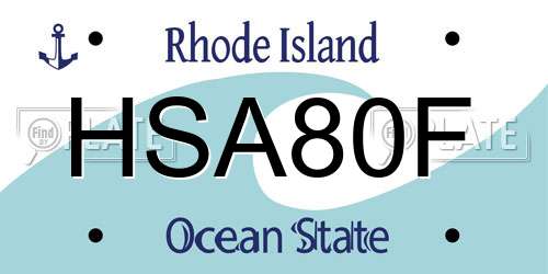 HSA80F Rhode Island License Plate