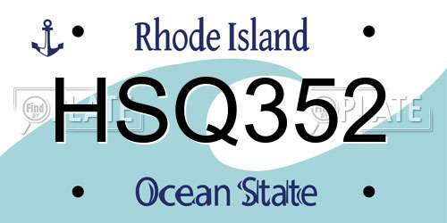 HSQ352 Rhode Island License Plate