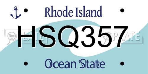 HSQ357 Rhode Island License Plate