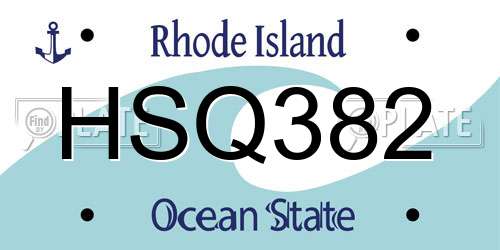 HSQ382 Rhode Island License Plate