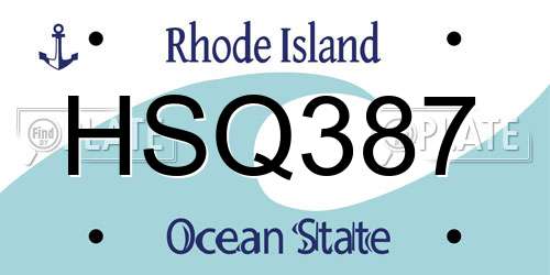 HSQ387 Rhode Island License Plate