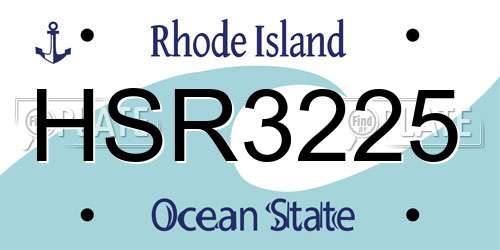 HSR3225 Rhode Island License Plate