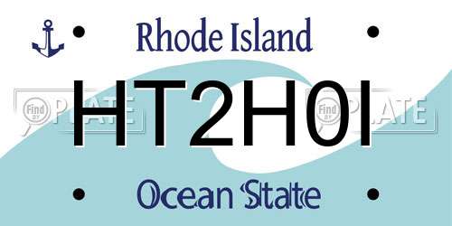 HT2H0I Rhode Island License Plate