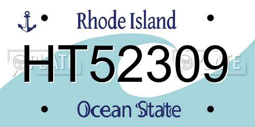 HT52309 Rhode Island License Plate