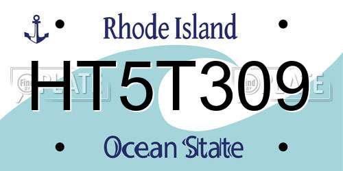 HT5T309 Rhode Island License Plate