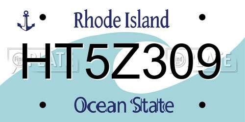 HT5Z309 Rhode Island License Plate