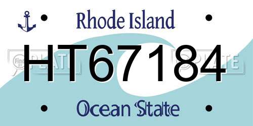 HT67184 Rhode Island License Plate