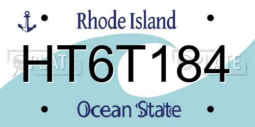 HT6T184 Rhode Island License Plate