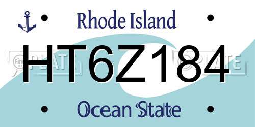 HT6Z184 Rhode Island License Plate