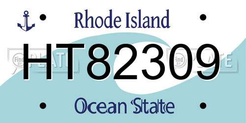 HT82309 Rhode Island License Plate