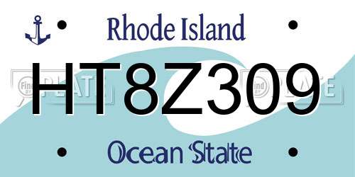 HT8Z309 Rhode Island License Plate