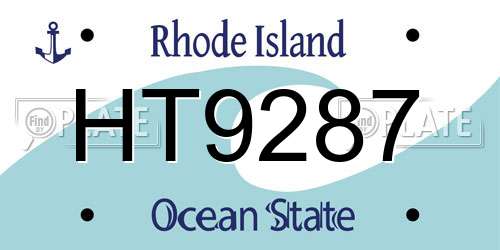 HT9287 Rhode Island License Plate
