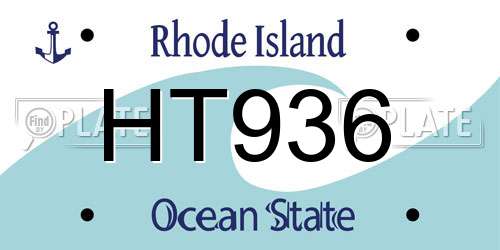 HT936 Rhode Island License Plate