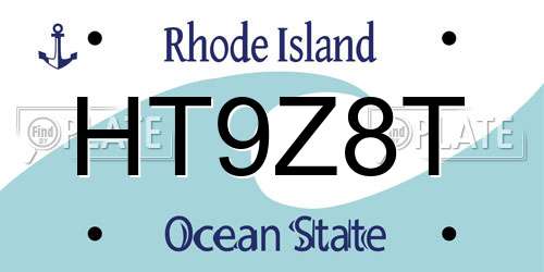 HT9Z8T Rhode Island License Plate