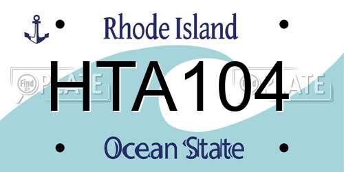HTA104 Rhode Island License Plate
