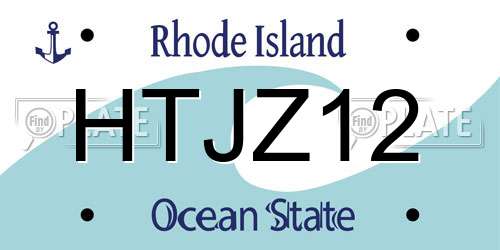 HTJZ12 Rhode Island License Plate