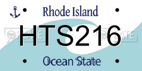 HTS216 Rhode Island License Plate