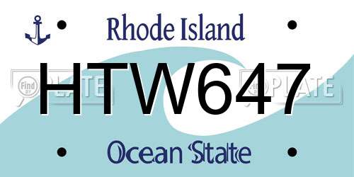 HTW647 Rhode Island License Plate