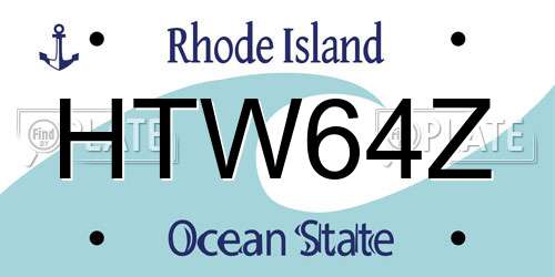 HTW64Z Rhode Island License Plate