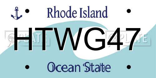 HTWG47 Rhode Island License Plate