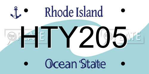 HTY205 Rhode Island License Plate