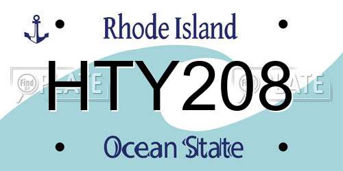 HTY208 Rhode Island License Plate