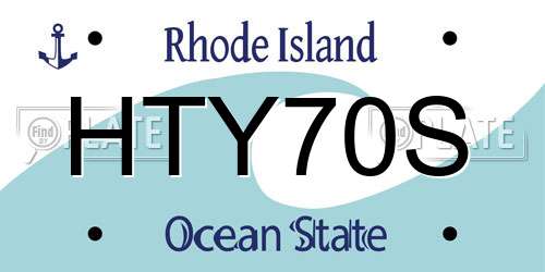 HTY70S Rhode Island License Plate