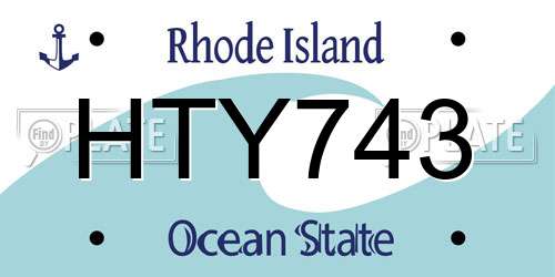 HTY743 Rhode Island License Plate