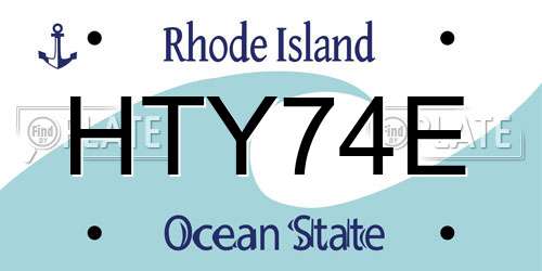 HTY74E Rhode Island License Plate