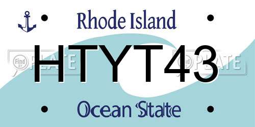 HTYT43 Rhode Island License Plate