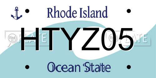 HTYZ05 Rhode Island License Plate