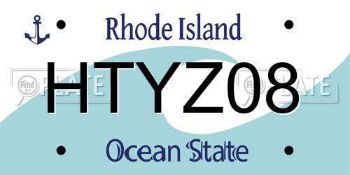 HTYZ08 Rhode Island License Plate
