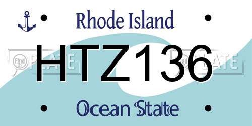 HTZ136 Rhode Island License Plate