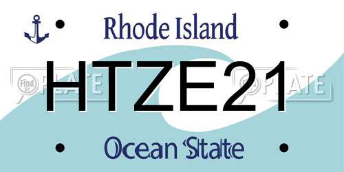 HTZE21 Rhode Island License Plate