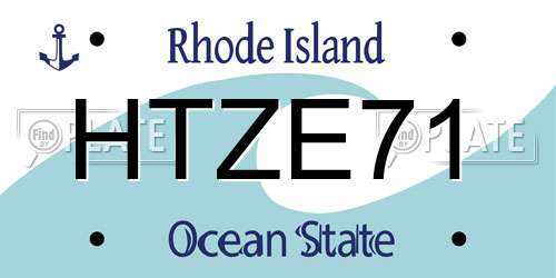 HTZE71 Rhode Island License Plate