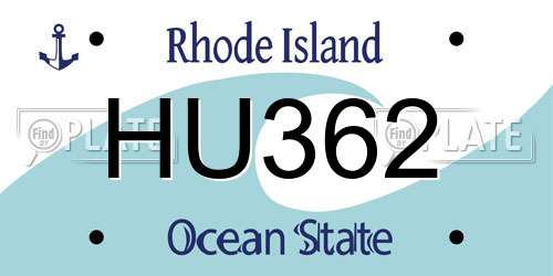 HU362 Rhode Island License Plate