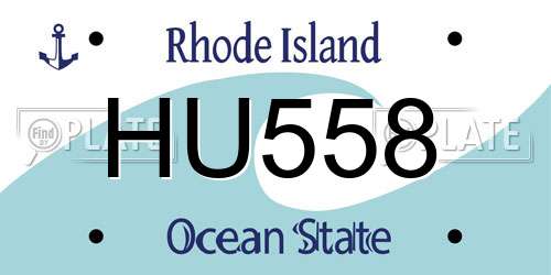 HU558 Rhode Island License Plate