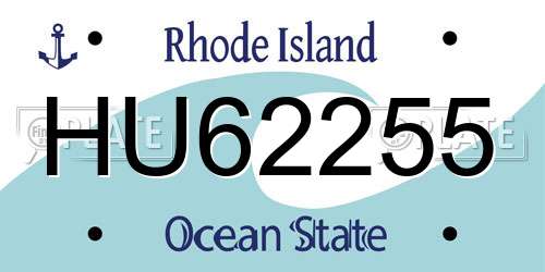 HU62255 Rhode Island License Plate