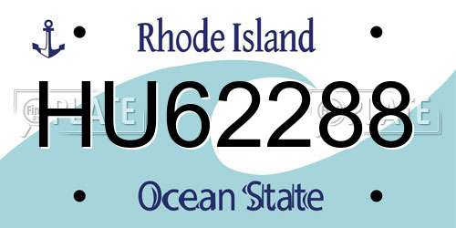 HU62288 Rhode Island License Plate